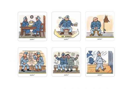 Holz-Untersetzer Guter Soldat Švejk 6 Stk. – Josef Lada © Holz-Untersetzer Guter Soldat Švejk 6 Stk. – Josef Lada ©