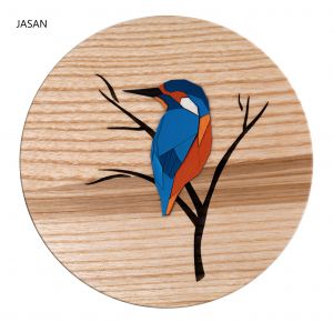 Dekoration Eisvogel aus Massivholz