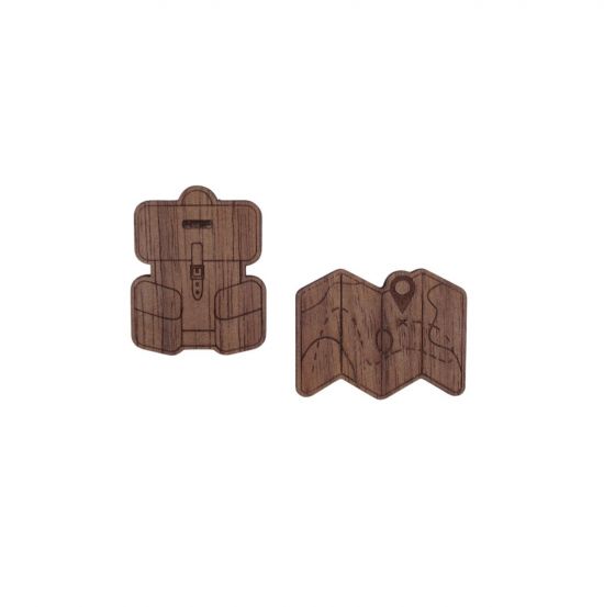 Holzbrosche 2 in 1 Brooch Bacpack + Map