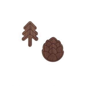 Holzbrosche 2 in 1 Brooch Cone + Tree