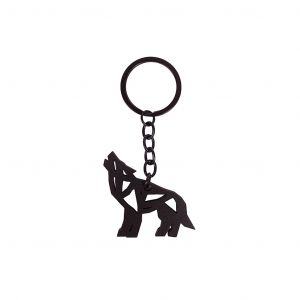 Schwarzer Schlüsselanhänger Laufender Wolf
