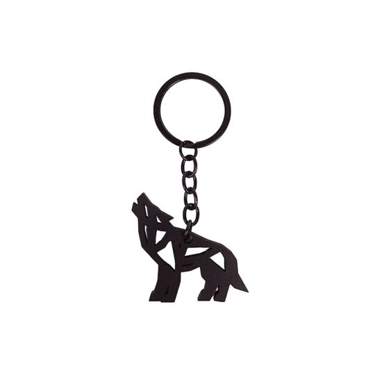 Schwarzer Schlüsselanhänger Laufender Wolf Schwarzer Schlüsselanhänger Laufender Wolf