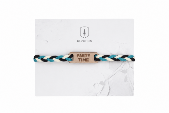 Geflochtenes Armband aus Kordel mit Holzelement Breeze