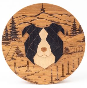 Border-Collie-Holzdekoration mit Gravur aus Massivholz