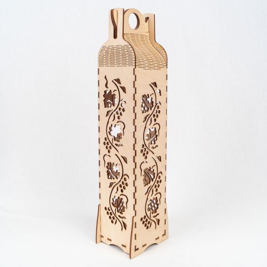 Holzverpackung für Wein mit Weinreben-Motiv Holzverpackung für Wein mit Weinreben-Motiv