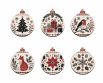 Weihnachtskugeln aus Holz mit skandinavischen Motiven – 6er-Set